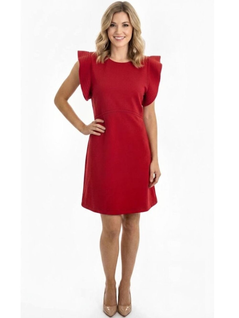 OPENING CEREMONY Red William Ruffled Embroidered Crepe Mini Dress, Size 4 NWOT